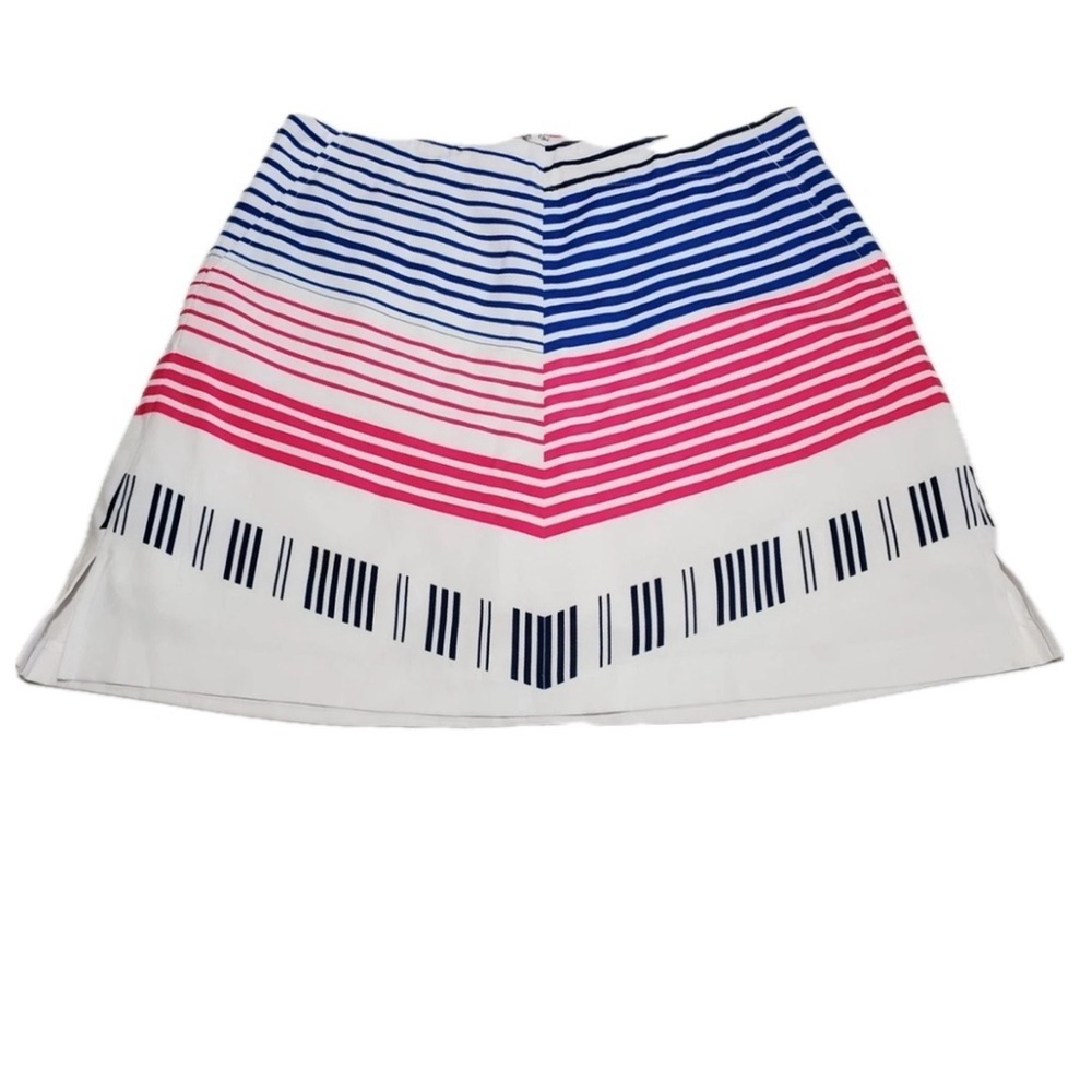 Lady Hagen White Skort with Blue, Pink & Navy Chevron Stripe Detail | Size 14